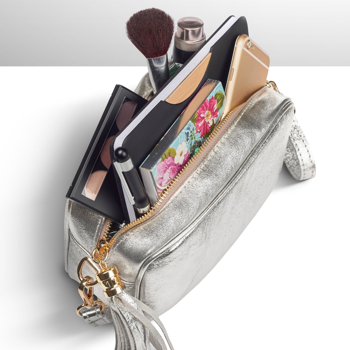 Italian Genuine Metallic Suede Crossbody Bag | Gubbio