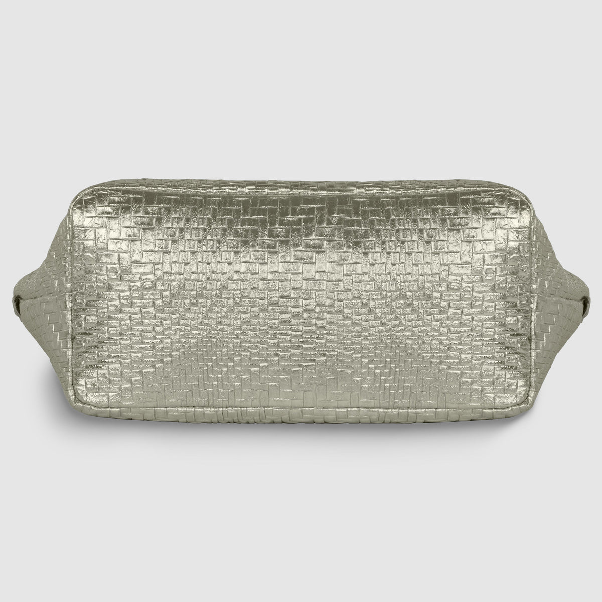 Italian Genuine Basketweave-Embossed Metallic Suede Top-Handle Bag | Treviso