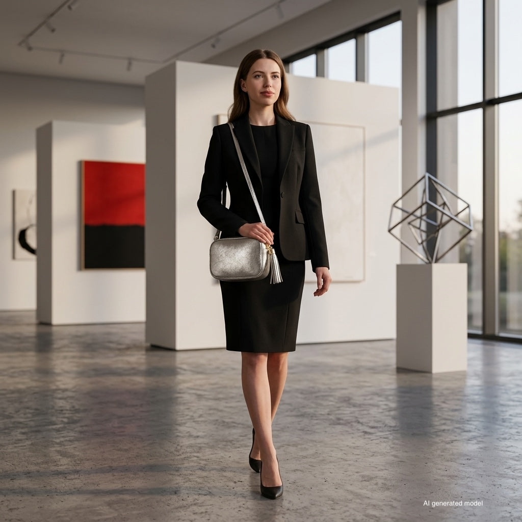 Italian Genuine Metallic Suede Crossbody Bag | Gubbio