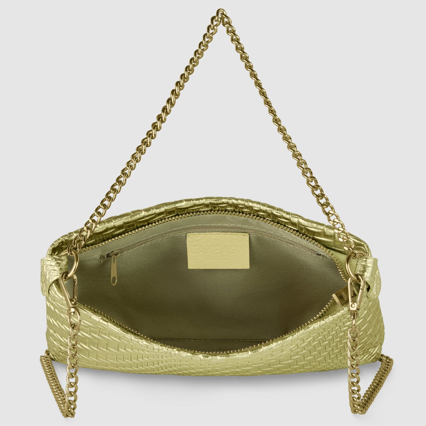 Italian Genuine Basketweave-Embossed Metallic Suede Crossbody Bag | Bari