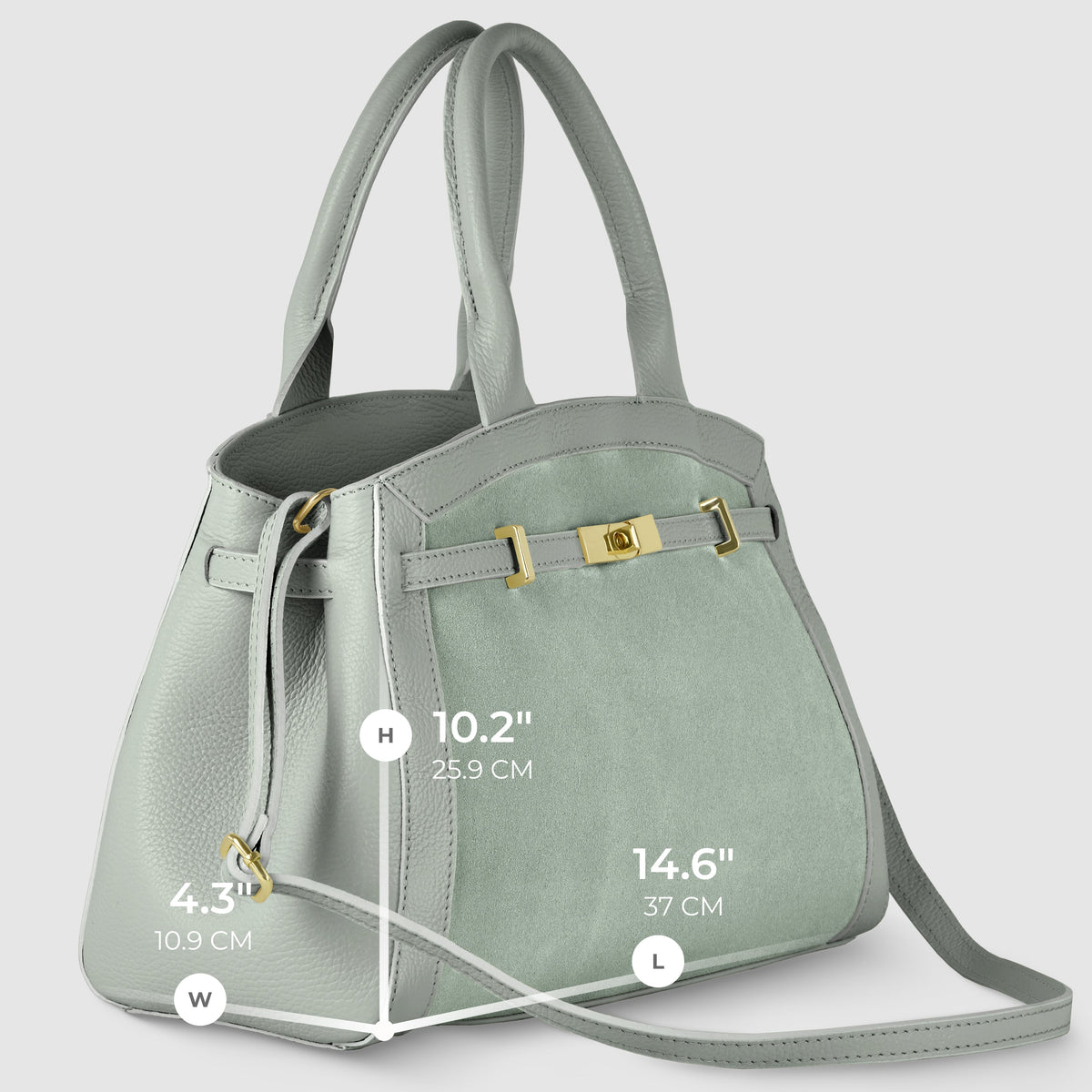 Italian Genuine Suede & Full-Grain Leather Top-Handle Bag | Forlì