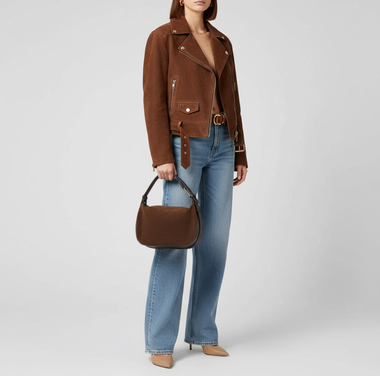 Italian Genuine Suede & Full-Grain Leather Crossbody Bag | Cremona