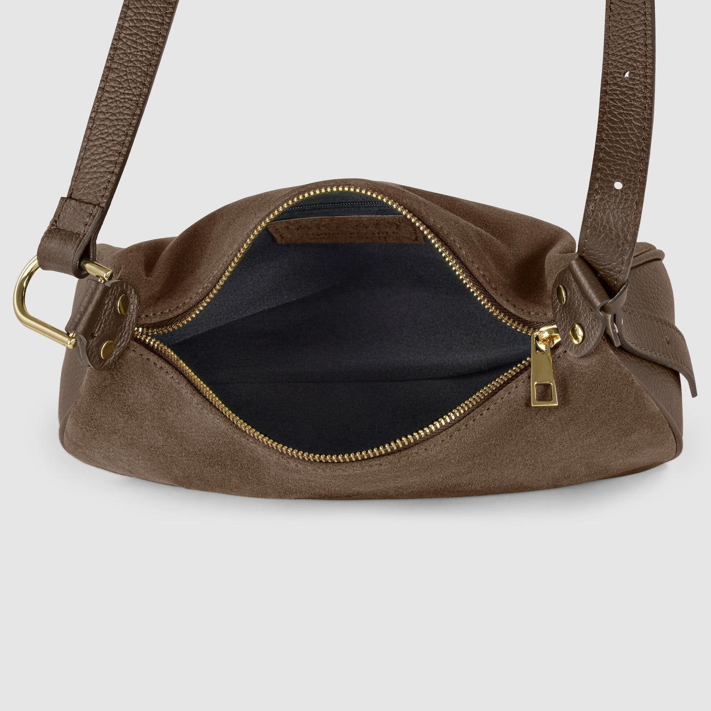 Italian Genuine Suede & Full-Grain Leather Crossbody Bag | Cremona