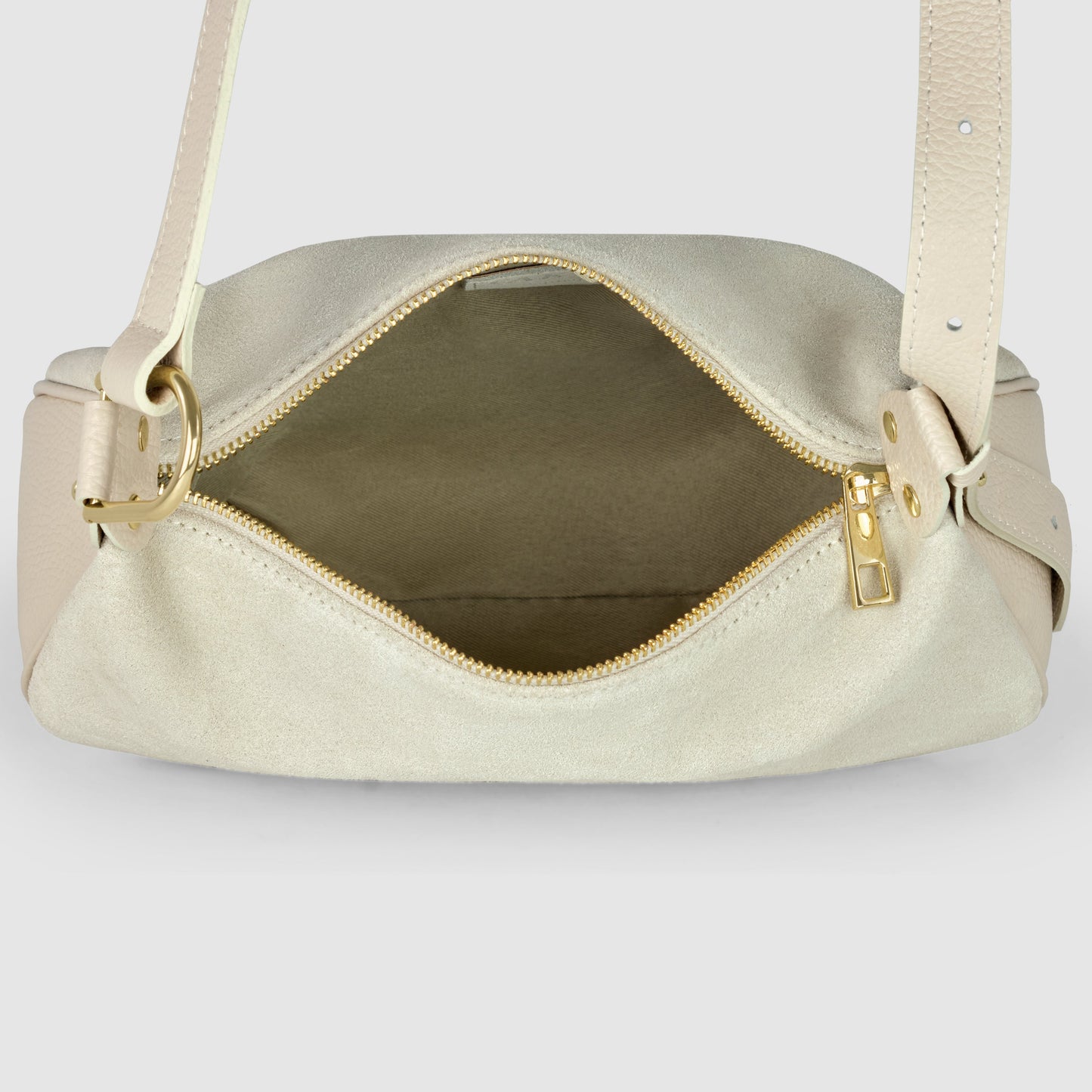 Italian Genuine Suede & Full-Grain Leather Crossbody Bag | Cremona