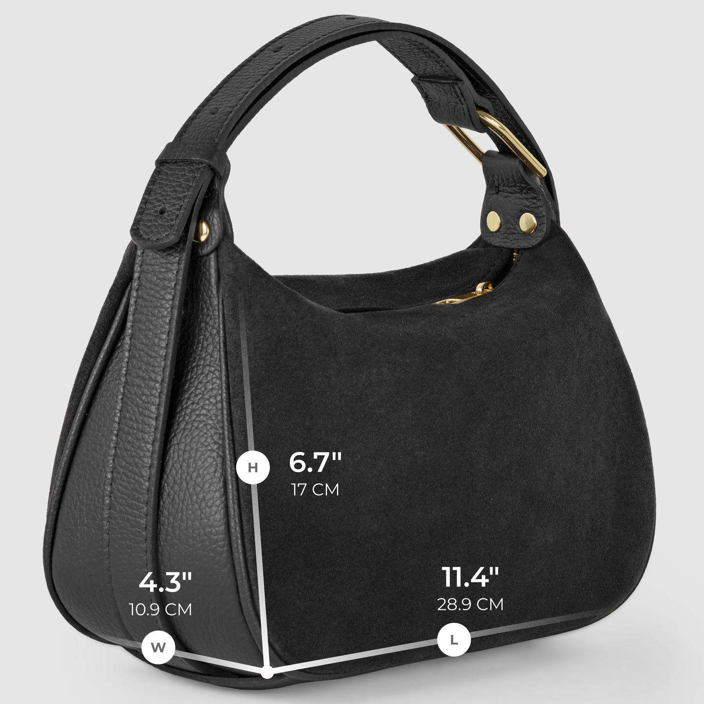 Italian Genuine Suede & Full-Grain Leather Crossbody Bag | Cremona